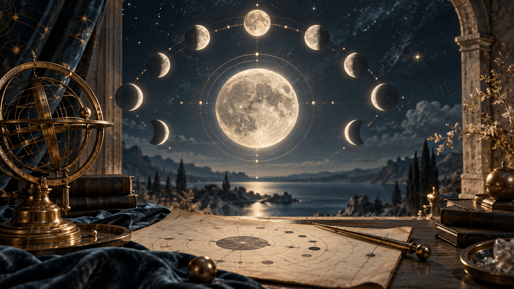 Ilustracja do hasła „Natalna faza Księżyca a bieżący cykl lunarny”