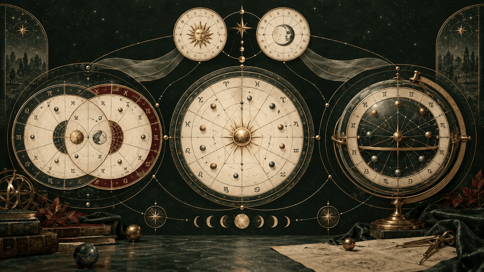 Trzy metody astrologii relacyjnej zestawione na tych samych danych.